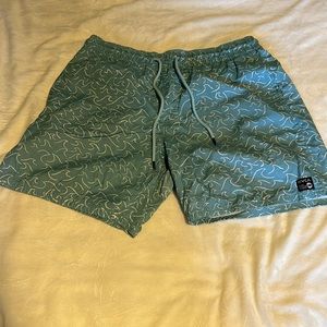 RVCA 5 inch inseam blue shorts